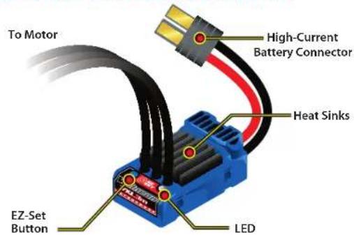 To Motor High-Current Battery Connector Heat Sinks EZ-Set Button LED