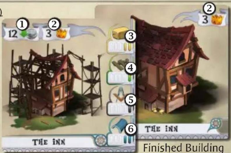 Bombyx The Builders - Middle Ages - Building cards (including 8 Machines) - 1
