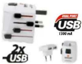 QUAL PORT USB 1300 mA 2X USB