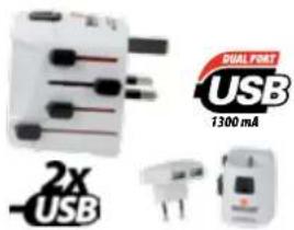 DUAL FORT USB 1300 mA 2X USB