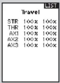 LIST Travel STR 100% 100% THR 100% 100% AX1 100% 100% AX2 100% 100% AX3 100% 100%
