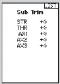 Sub Trim STR +0 THR +0 AX1 +0 AX2 +0 AX3 +0