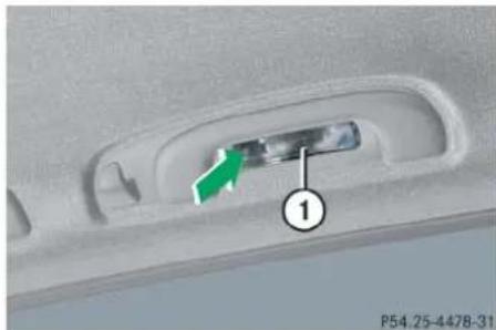 Mercedes-Benz ML 550 (2008) - Switching rear interior reading lamps on and off - 1