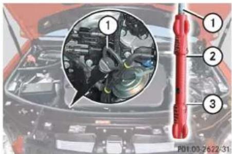 Mercedes-Benz ML 550 (2008) - Checking engine oil level - 1