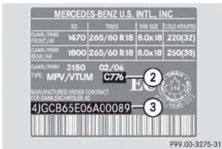 Mercedes-Benz ML 550 (2008) - Identification labels - 3