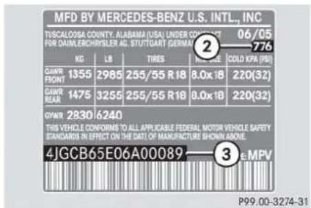 Mercedes-Benz ML 550 (2008) - Identification labels - 2
