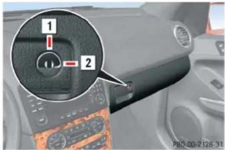 Mercedes-Benz ML 550 (2008) - Locking and unlocking the glove box separately - 1