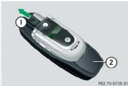 Mercedes-Benz ML 550 (2008) - Removing mobile phone from mobile phone cradle - 1
