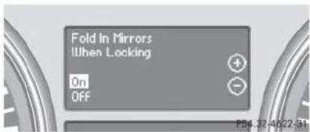 Mercedes-Benz ML 550 (2008) - Setting fold-in function \* for exterior rear view mirrors - 1