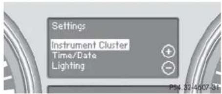 Mercedes-Benz ML 550 (2008) - Submenus in the Settings menu - 1