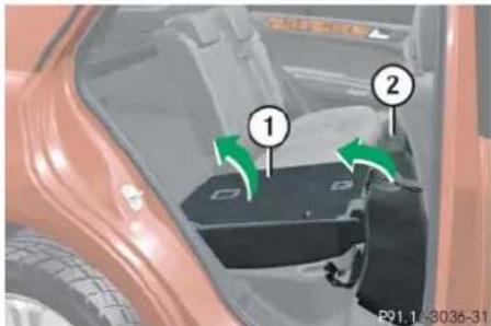 Mercedes-Benz ML 550 (2008) - Returning the rear seat backrest to original position - 1