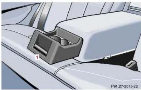 Mercedes-Benz E430 (2000) - Cup holder in rear bench armrest - 1