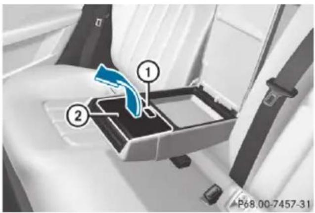 Mercedes-Benz CLS (2016) - Cup holder in the rear seat armrest - 1