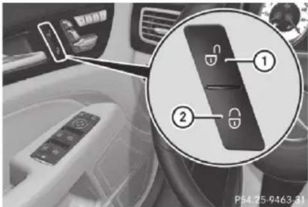 Mercedes-Benz CLS (2016) - Centrally locking and unlocking the vehicle from the inside - 2