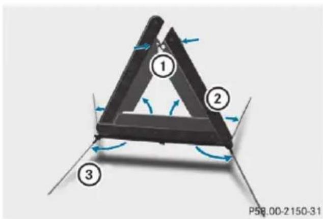 Mercedes-Benz CLS (2016) - Setting up the warning triangle - 1
