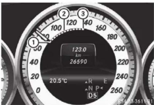 Mercedes-Benz CLS (2016) - Displaying DISTRONIC PLUS in the speedometer - 1