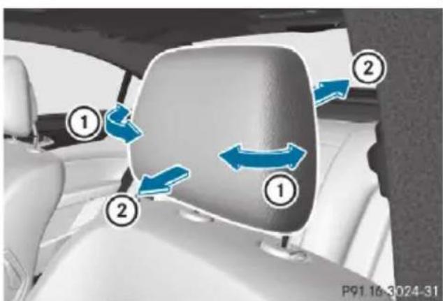 Mercedes-Benz CLS (2016) - Adjusting the luxury head restraints - 1