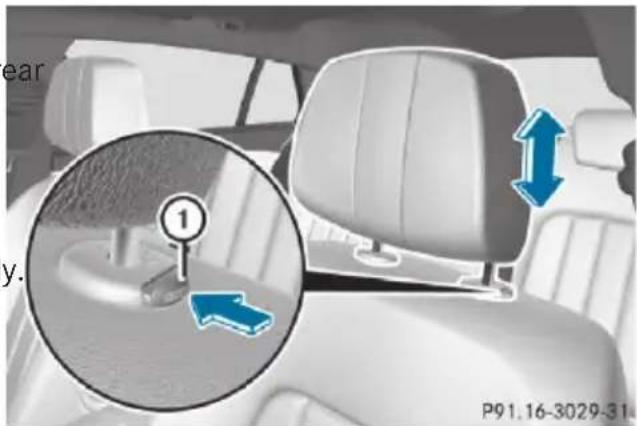 Mercedes-Benz CLS (2016) - Adjusting the head restraint height - 1