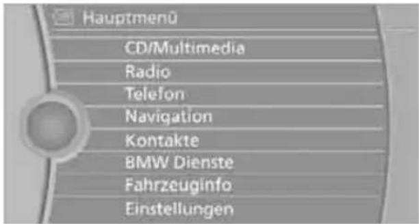 BMW Z4 sDrive 23i (2009) - Hauptmenü aufrufen - 1