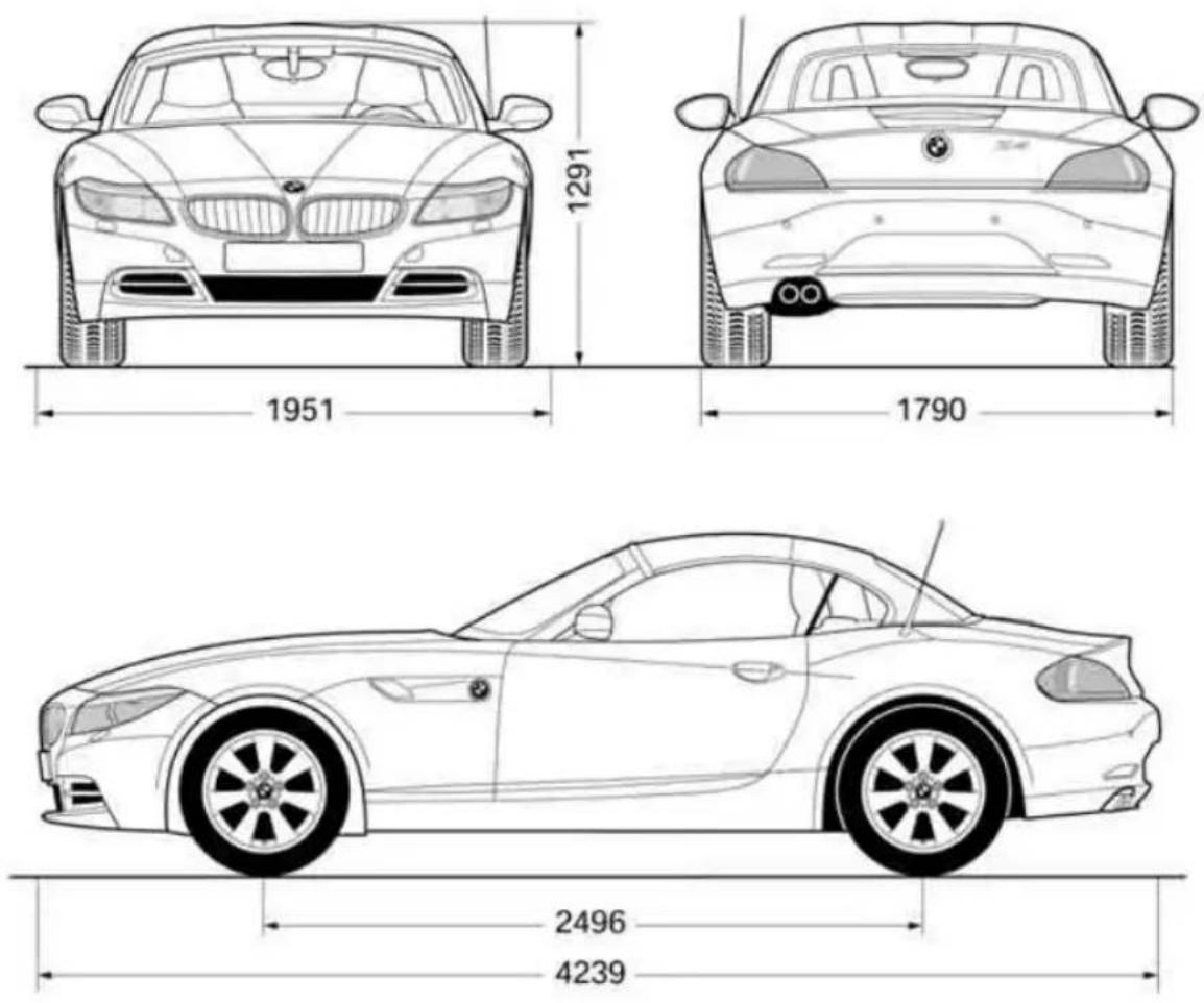BMW Z4 sDrive 23i (2009) - Maße - 1