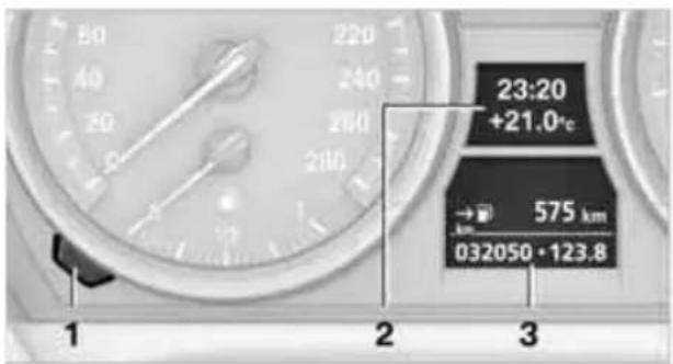 BMW Z4 sDrive 23i (2009) - Kilometerzähler, Außentemperaturanzeige, Uhr - 1