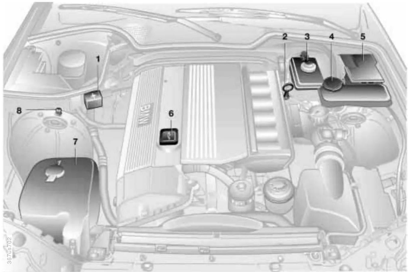 BMW M Coupe (1999) - Engine compartment - Z3 roadster 2.3, 2.8, Z3 coupe 2.8 - 1