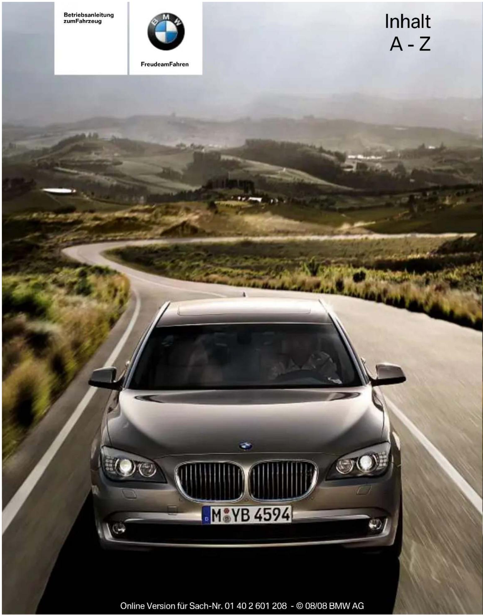 BMW 740Li (2008) - Inhalt A - Z - 1