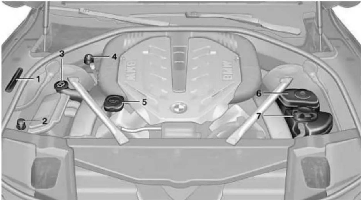 BMW 740Li (2008) - Wichtiges im Motorraum - 1