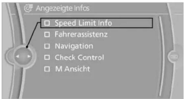 BMW 740Li (2008) - Anzeigen im Head-Up-Display auswählen - 1