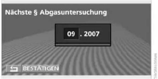 BMW 735i (2002) - Termine für gesetzliche Abgas- und Fahrzeugprüfungen anzeigen und eingeben - 2