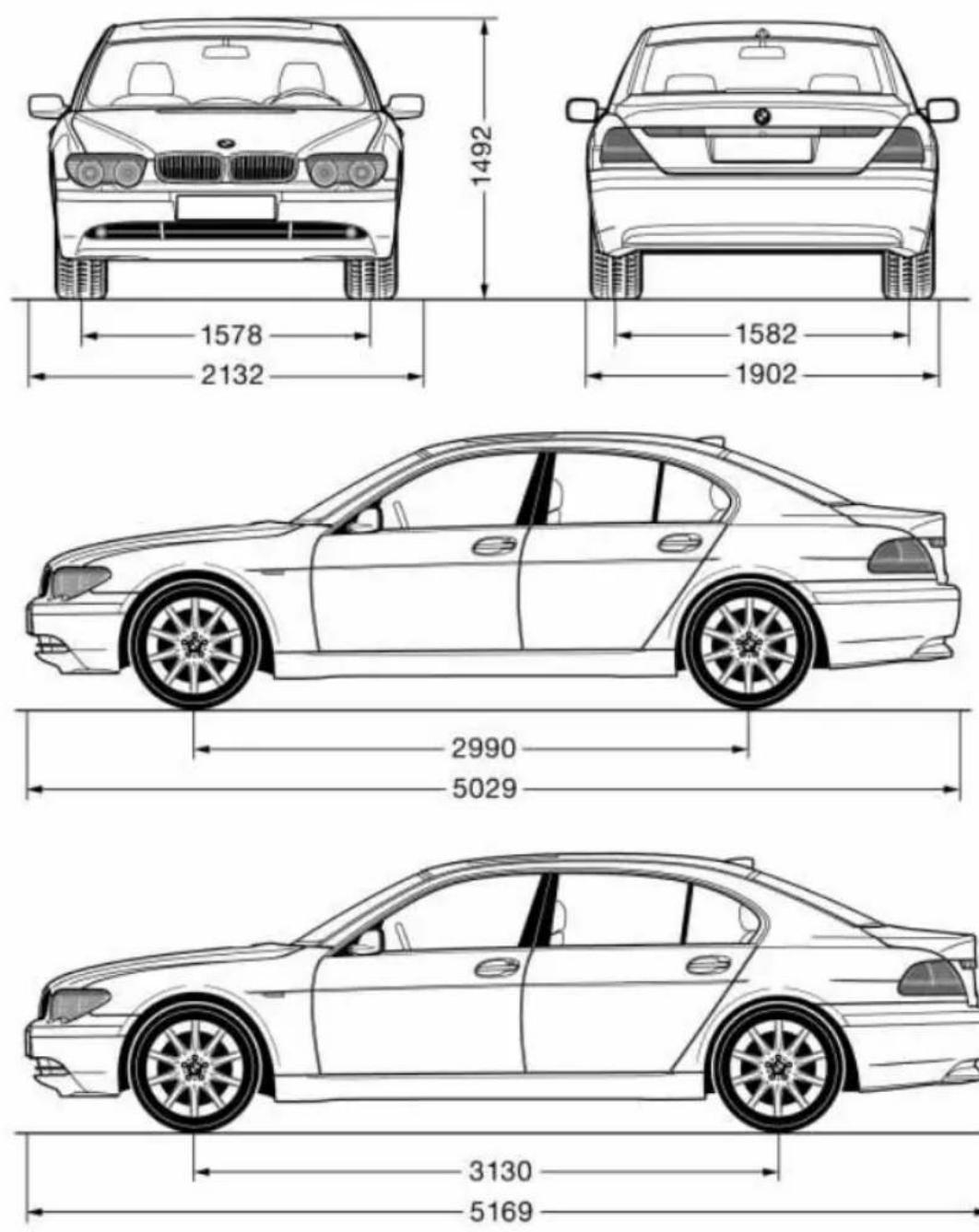 BMW 735i (2002) - Maße - 1