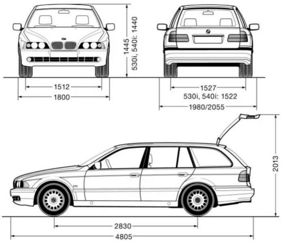 BMW 540i (2001) - Maße - 2