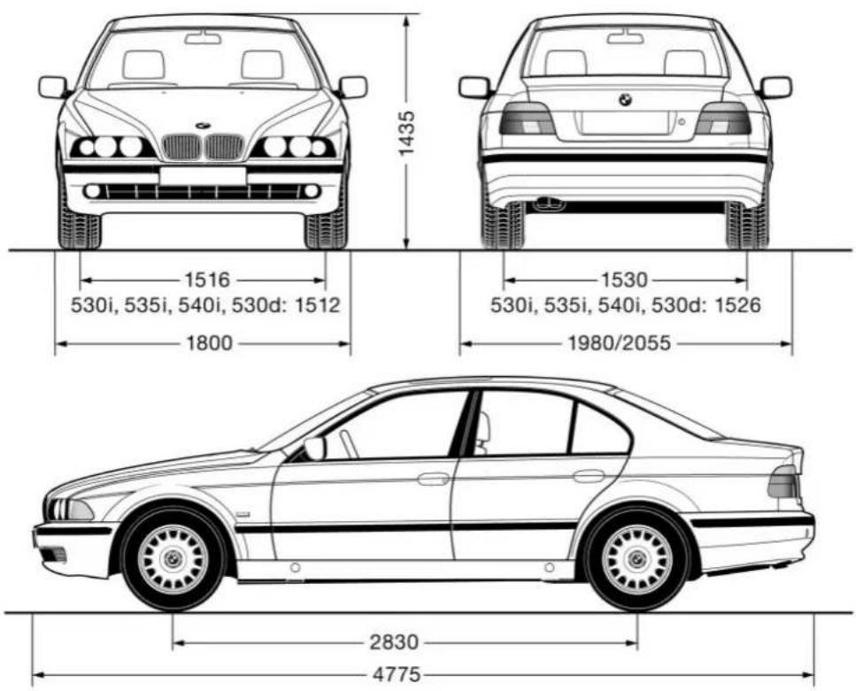 BMW 535i (2001) - Maße - 1