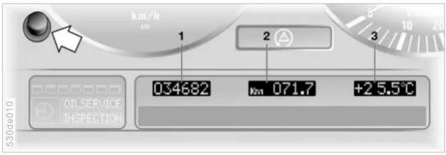 BMW 535i (2001) - Kilometerzähler, Außentemperaturanzeige - 1