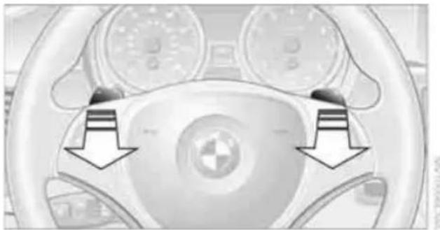 BMW 328i xDrive (2010) - Using the shift paddles on the steering wheel - 1