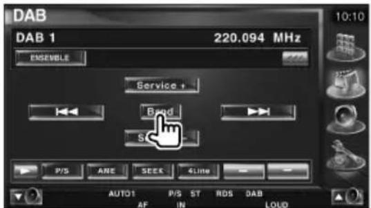 DAB DAB 1 220.094 MHz ENSENVLE Service + Band S P/S ARE SEEK 4Line AUTO1 P/S ST RDS DAB AF IN LOUD