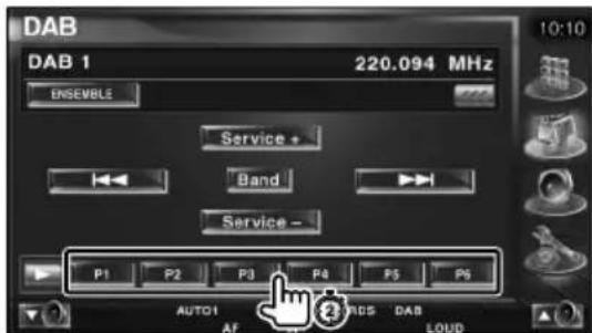 DAB DAB 1 220.094 MHz ENSEMBLE Service + Band Service - P1 P2 P3 P4 P5 P6 AUTO1 AF 28/80S DAB LOUD