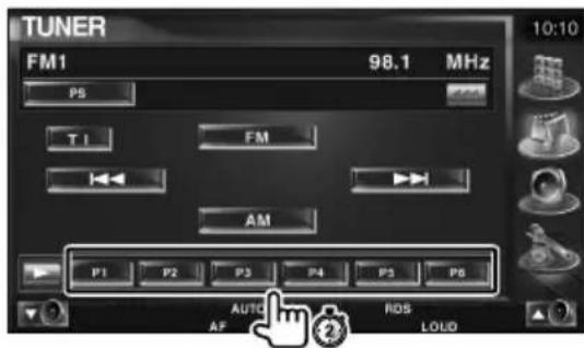 TUNER FM1 98.1 MHz PS T I FM AM P1 P2 P3 P4 P5 P6 AUTO AF RDS LOUD