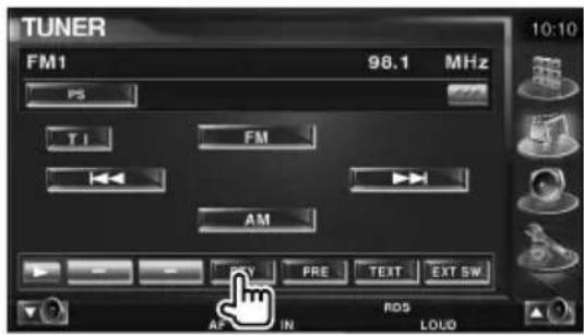 TUNER FM1 98.1 MHz PS TI FM AM AF PRE TEXT EXT SW RD5 LOUD