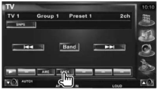 TV TV 1 Group 1 Preset 1 2ch SNPS Band ARE SEEK AUTO1 AP IN LOUD