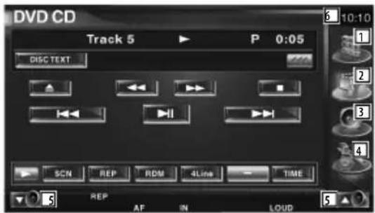DVD CD Track 5 P 0:05 DISC TEXT 5 10:10 1 2 3 4 5 6 REP AF IN LOUD