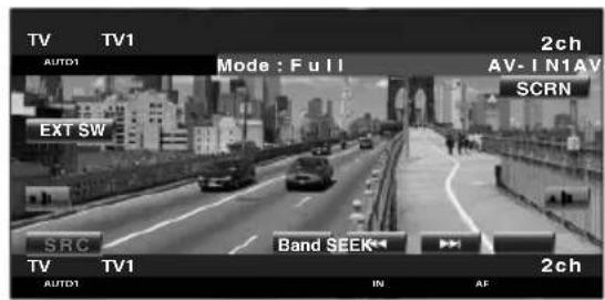 TV TV1 AUTD1 Mode : Full AV- IN1AV SCRN EXT SW SRC Band SEEK 2ch TV TV1 AUTD1 IN AF