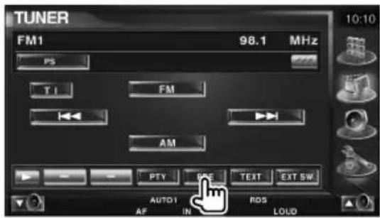 TUNER FM1 98.1 MHz PS TI FM AM PTY TEXT EXT SW AUTO1 RDS AF IN LOUD