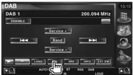 DAB DAB 1 200.094 MHz ENSEMBLE Service + Band Service - LANG INF SER INFO EXT SW AUTO16 ST RDS DAB APR IN LOUD