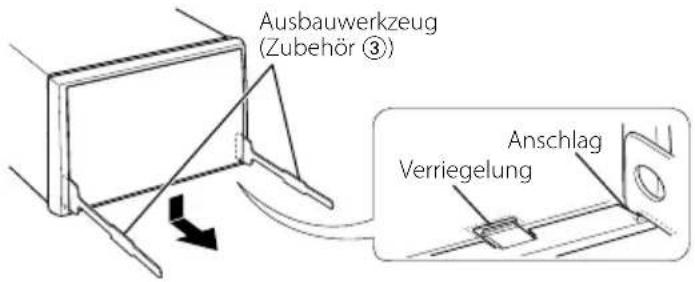Ausbauwerkzeug (Zubehör ③) Anschlag Verriegelung