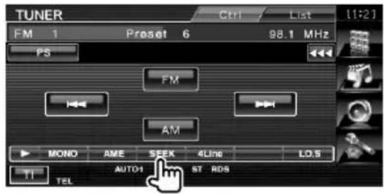 TUNER FM 1 Preset 6 98.1 MHz PS FM AM MONO AME SEEK 4Ling LO.S TI AUTO1 ST RDS TEL