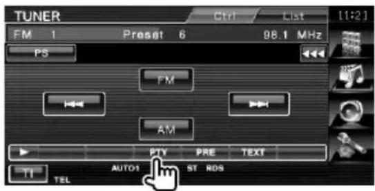 TUNER FM 1 Preset 6 98.1 MHz PS FM AM PTY PRE TEXT AUTO1 ST RDS TI TEL