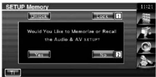 KENWOOD DDX54 - Anzeigen des Bildschirms Setup Memory - 2