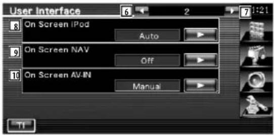 User Interface On Screen iPod Auto On Screen NAV Off On Screen AV-IN Manual TI