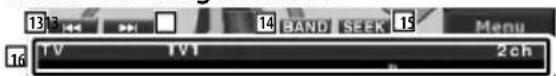 13 14 BAND SEEK 15 Menu 16 TV TV1 2ch